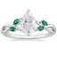 18K White Gold Willow Ring With Lab Emerald Accents, smalltop view