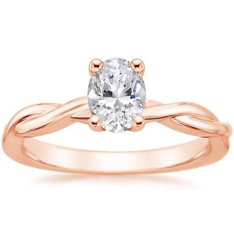 14K Rose Gold Twisted Vine Ring with Petite Twisted Vine Diamond Ring (1/8 ct. tw.)