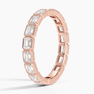 East-West Bezel Emerald Cut Eternity Lab Diamond Ring