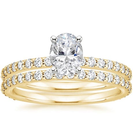18K Yellow Gold Luxe Petite Shared Prong Diamond Bridal Set (3/4 ct. tw.)