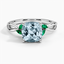 Platinum Willow Ring With Lab Emerald Accents, smalltop view