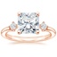 14K Rose Gold Floating Three Stone Diamond Ring, smalltop view