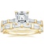 18K Yellow Gold Memoir Baguette Diamond Bridal Set
