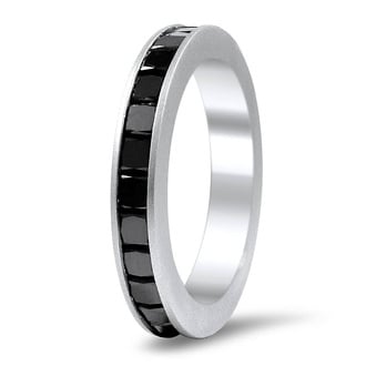 Custom Channel Set Black Diamond Wedding Ring