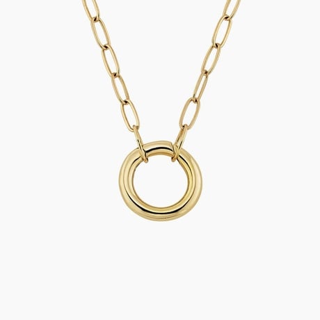 16 in. Belcher Circle Charm Paperclip Chain Charm Necklace