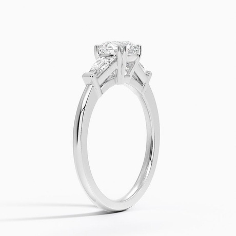 Double Prong Three Stone Diamond Ring