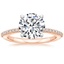 14K Rose Gold Delicate Shared Prong Diamond Ring, smalltop view