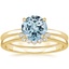 18KY Aquamarine Elodie Ring with Crescent Diamond Ring, smalltop view