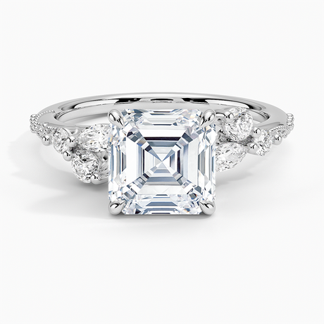 18K White Gold Luxe Camellia Milgrain Diamond Ring