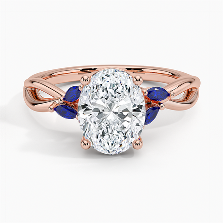 14K Rose Gold Willow Ring With Sapphire Accents