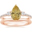 14K Rose Gold Lyra Diamond Ring (1/4 ct. tw.) with Petite Comfort Fit Wedding Ring
