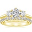 18K Yellow Gold Three Stone Catalina Diamond Ring (1/2 ct. tw.) with Luxe Sienna Diamond Ring (5/8 ct. tw.)
