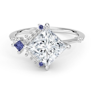 Custom Asymmetrical Cluster Tanzanite Ring
