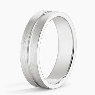 Matte Grooved Diamond Wedding Ring