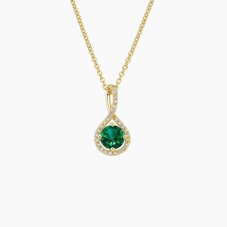 Lab Emerald Pavé Twist Pendant