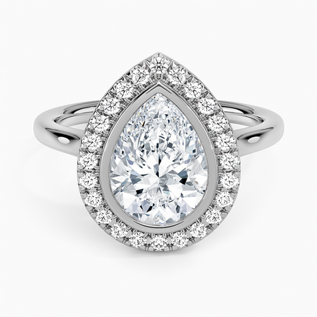 18K White Gold Bezel Halo Diamond Ring (1/4 ct. tw.)