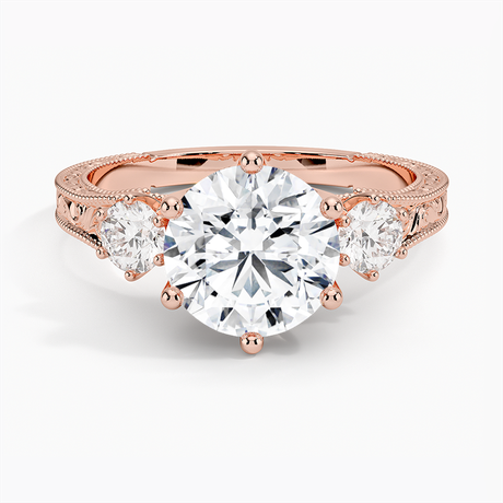14K Rose Gold Hudson Engraved Three Stone Diamond Ring (1/3 ct. tw.)