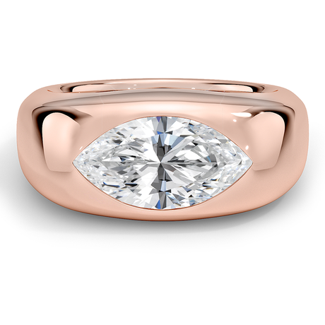 14K Rose Gold Sloane Flush Set Solitaire Dome Ring
