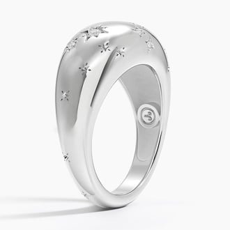 Aries Zodiac Constellation Diamond Dome Ring