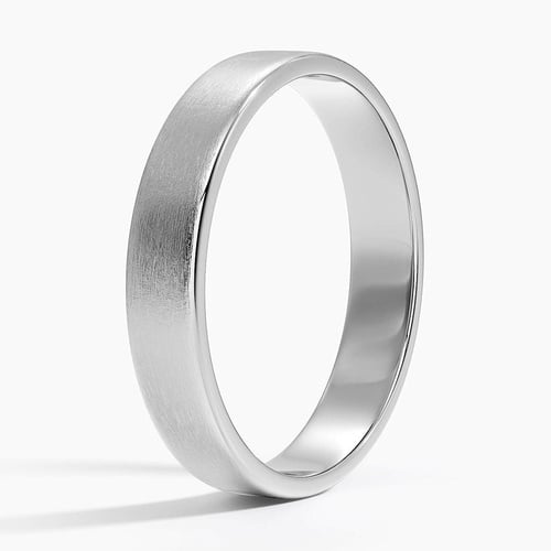 Mojave Matte Slim Profile 4mm Wedding Ring in 18K White Gold