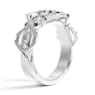 Custom Twisted Shank Lab White and Natural Black Diamond Ring