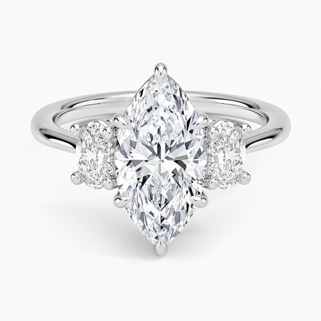 18K White Gold Oval-Cut Three Stone Diamond Ring (1/2 ct. tw.)