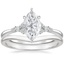 18K White Gold Nadia Diamond Ring with Petite Curved Wedding Ring