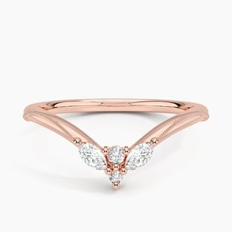 Camellia Milgrain Contoured Diamond Ring in 14K Rose Gold