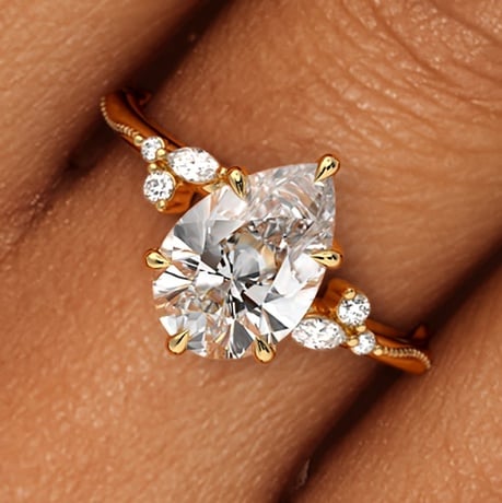 Camellia Milgrain Engagement Ring - Floral Diamond Ring