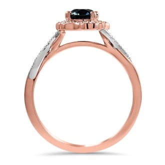 Custom Mixed Metal Sapphire Halo Engagement Ring