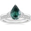 Platinum Perfect Fit Three Stone Pear Diamond Ring with Luxe Ballad Diamond Ring