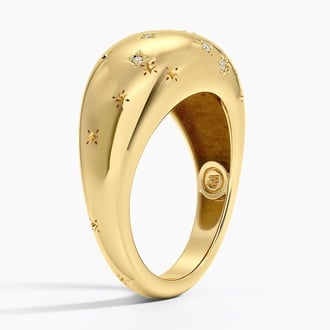 Virgo Zodiac Constellation Diamond Dome Ring