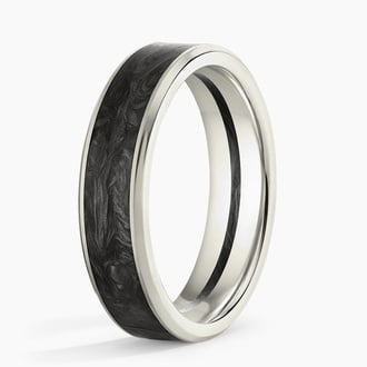 Blaze Black 6mm Wedding Ring in 18K White Gold