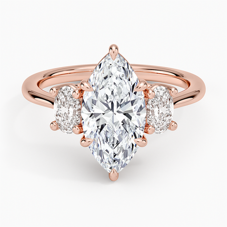 14K Rose Gold Oval-Cut Three Stone Diamond Ring (1/2 ct. tw.)