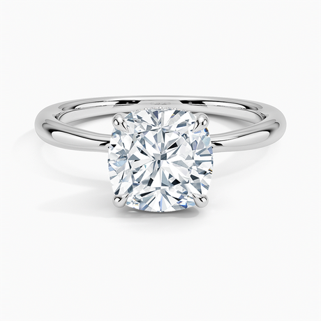 18K White Gold Freesia Hidden Halo Diamond Ring