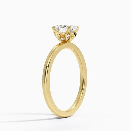 Diamond Accented Petal Prong Engagement Ring