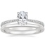 18K White Gold Elena Diamond Ring with Petite Comfort Fit Wedding Ring