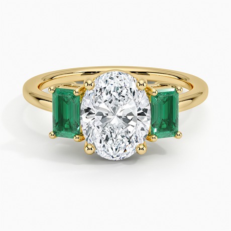 Luxe Rhiannon Three Stone Lab Emerald Ring