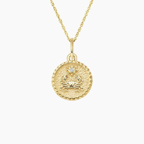 Mini Cancer Zodiac Diamond Medallion Necklace