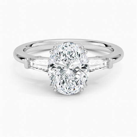 Double Prong Three Stone Diamond Ring