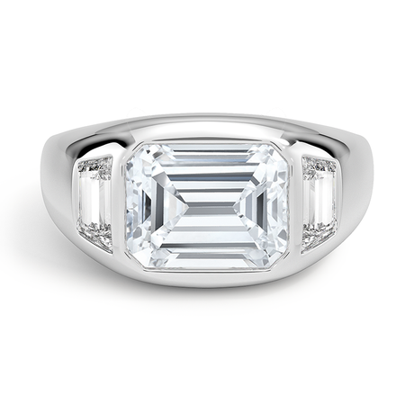 18K White Gold Sloane Three Stone Trapezoid Dome Diamond Ring (1/2 ct. tw.)