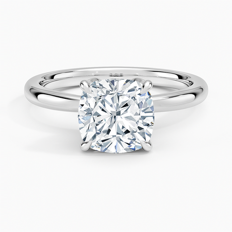 18K White Gold Petal 2mm Solitaire Ring