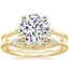 18K Yellow Gold Colleen Hidden Halo Diamond Ring with Yvette Diamond Ring