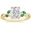 18K Yellow Gold Willow Ring With Lab Emerald Accents, smalltop view