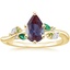 18K Yellow Gold Arden Diamond Ring with Lab Emerald Accents, smalltop view