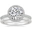 Platinum Valencia Halo Diamond Ring (1/2 ct. tw.) with Petite Comfort Fit Wedding Ring