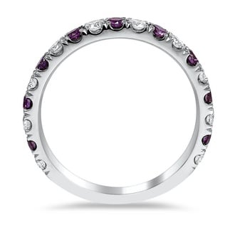 Custom White and Purple Diamond Wedding Ring