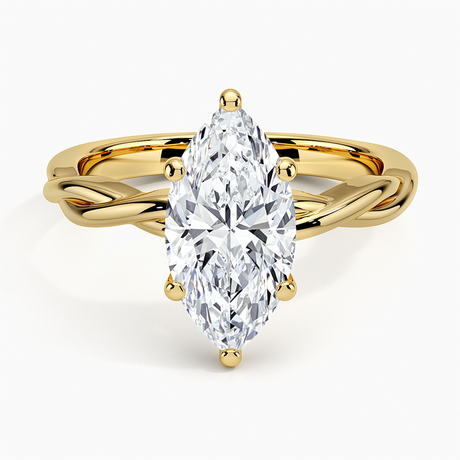 18K Yellow Gold Twisted Vine Solitaire Ring
