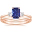 14K Rose Gold Selene Diamond Ring (1/10 ct. tw.) with Petite Curved Wedding Ring