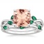18KW Morganite Willow Bridal Set With Lab Emerald Accents, smalltop view